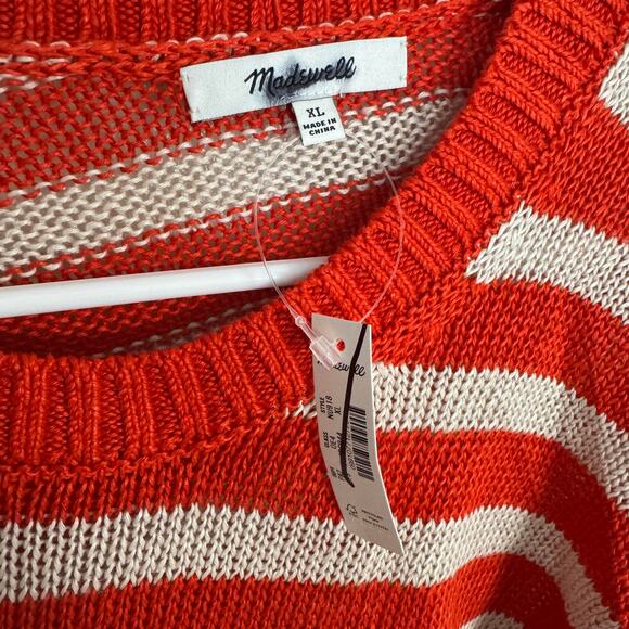 Madewell Linen Drop-Shoulder Sweater WMNS XL Red Gray Long Sleeve Pullover NU918 - Picture 8 of 12